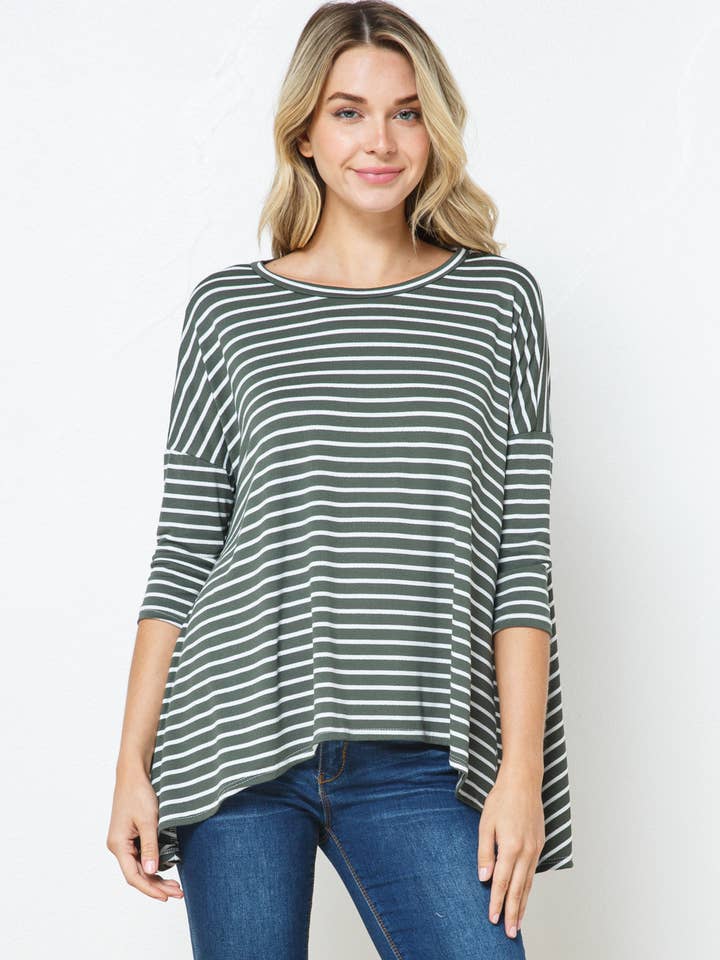 Striped High Low Top for wholesale by Bloidy