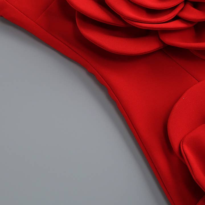 Productseeker - Wholesale Dress - Women's - DR0127 Red 3D Flower Tube Dress - Bold Elegance4