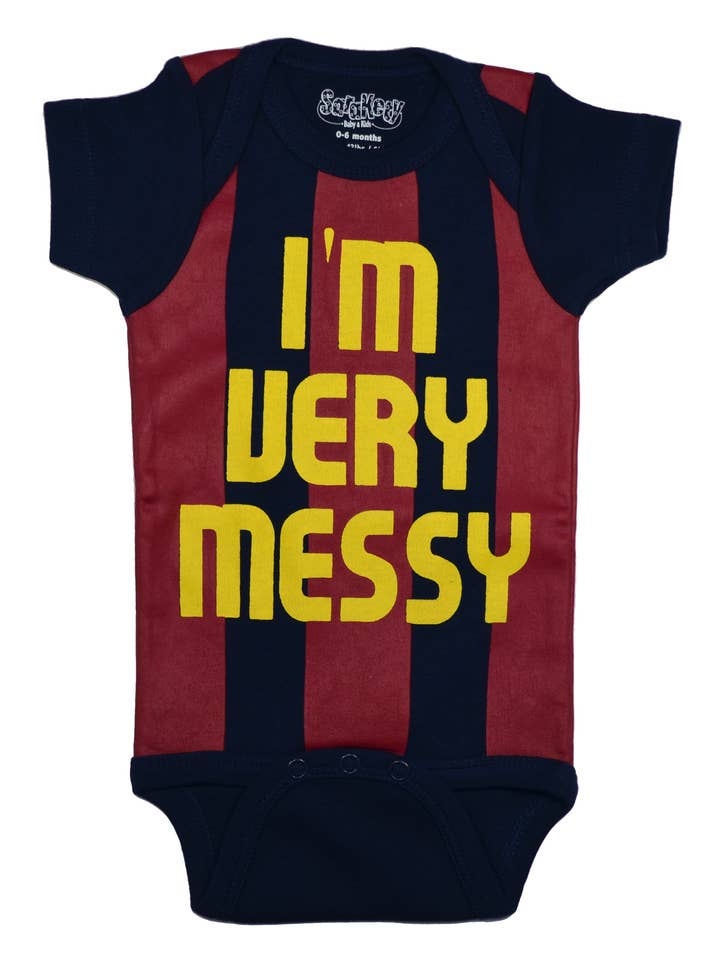 I'm Very Messy Soccer Onesie for wholesale by Sara Kety Baby & Kids