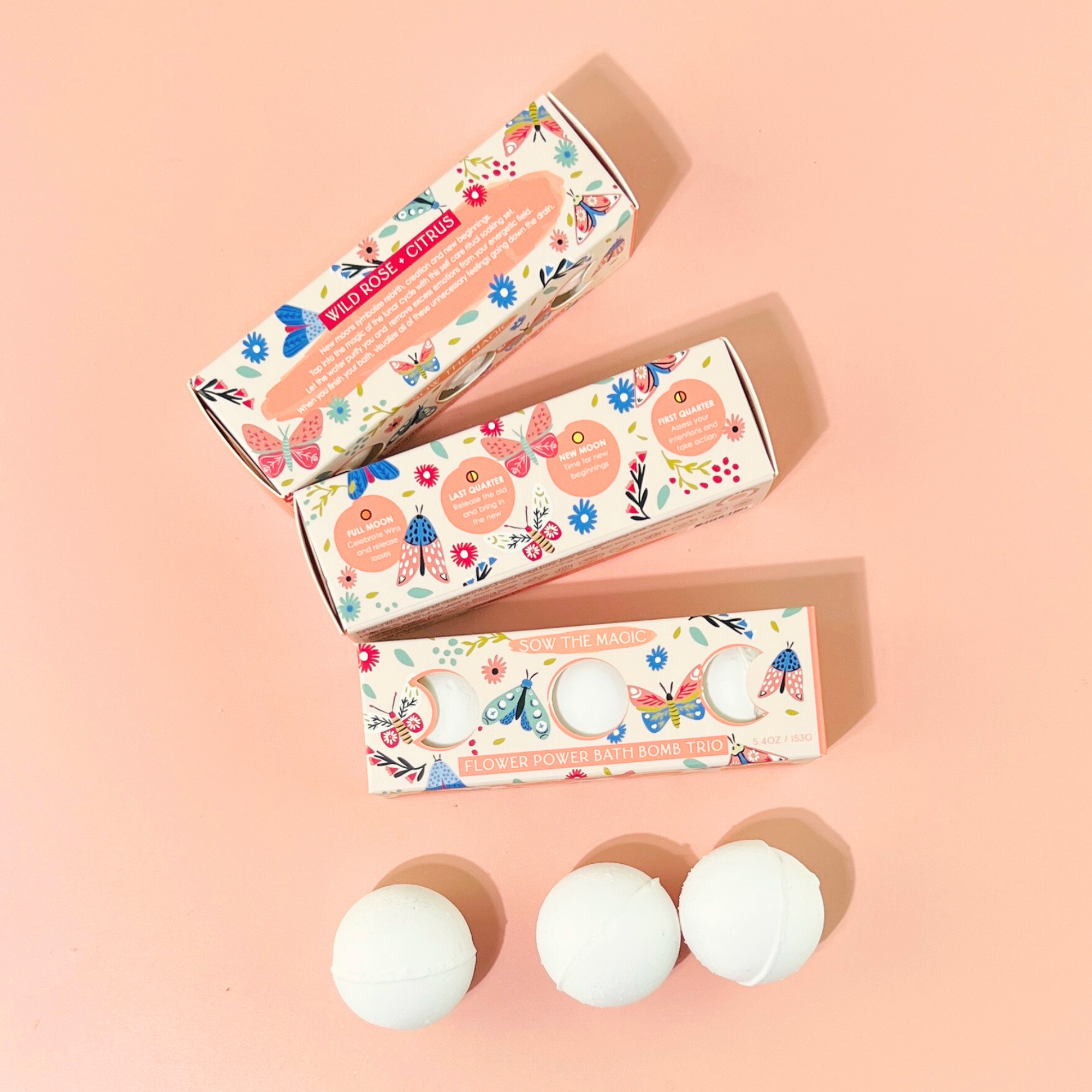 Sow the Magic - Venta al por mayor Bombas de baño - Trío de bombas de baño con fases lunares y flores2