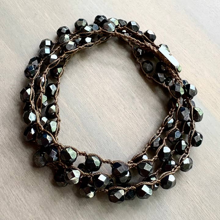 Twist Style - Wholesale Beaded/Pearl Necklace - Midnight  Shimmer Long Crystal Strand3