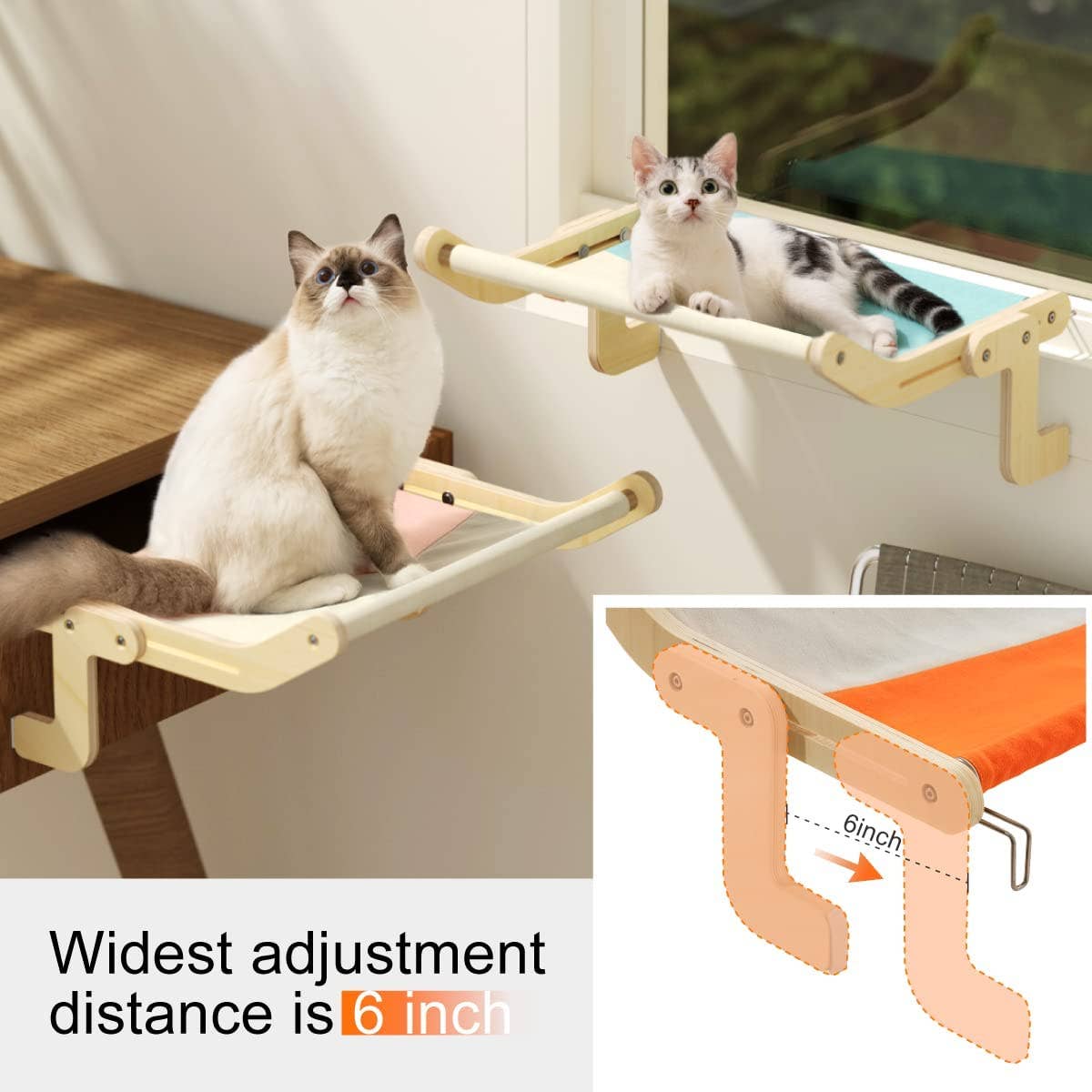 Robud & Mewoofun Official Store - Wholesale Pet Bed - Cat/Dog - Mewoofun Cat Pet Window Wooden Component Bed Hanging Cotton9