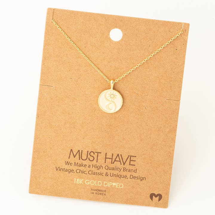 Yin Yang Sun Moon Coin Necklace for wholesale by Fame Accessories