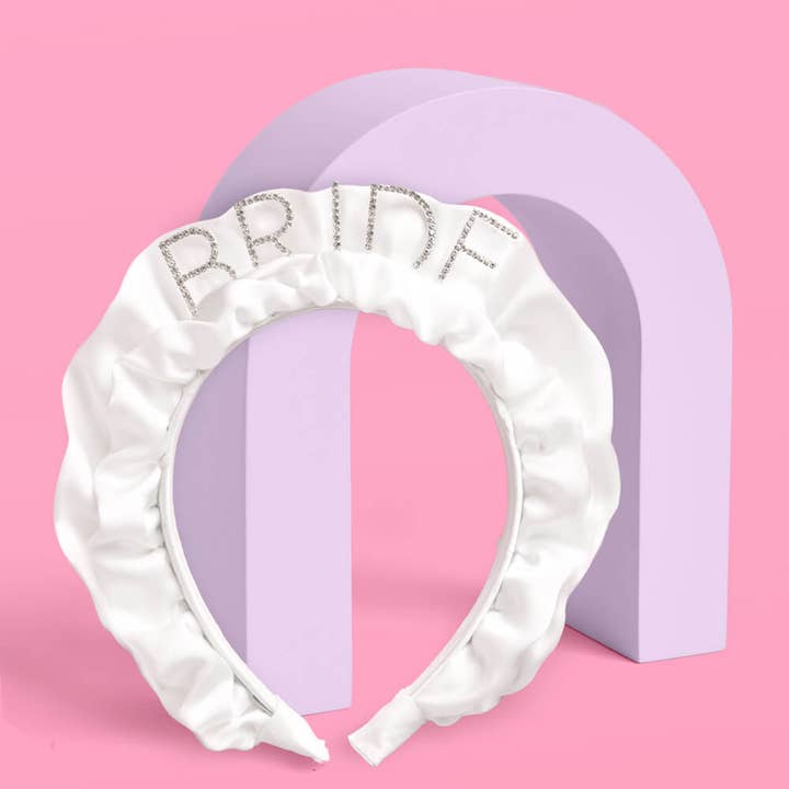 xo, Fetti - Wholesale Fashion Headband - Women's - Ruffles Headband - white satin headband, Bride Hair Accessory, Bachelorette3