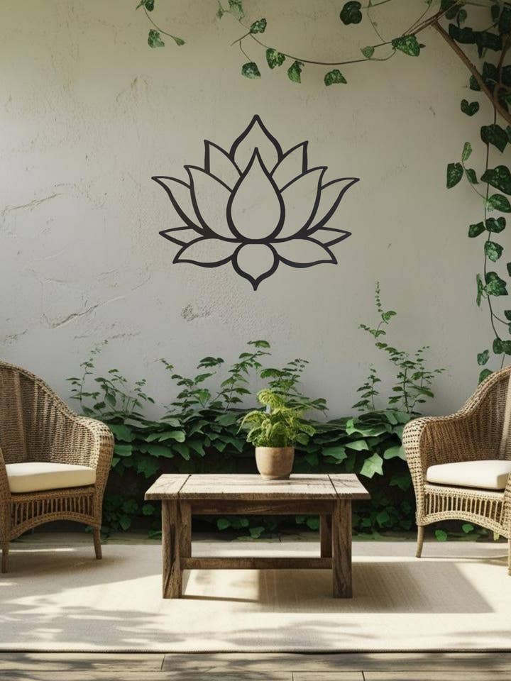 Black Metal Lotus Flower Wall Art – Boho Zen Decor for wholesale by Volenis