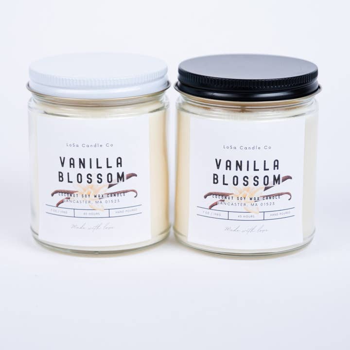 Vela em Frasco Transparente de Baunilha em Flor 7oz por atacado de LoSa Candles