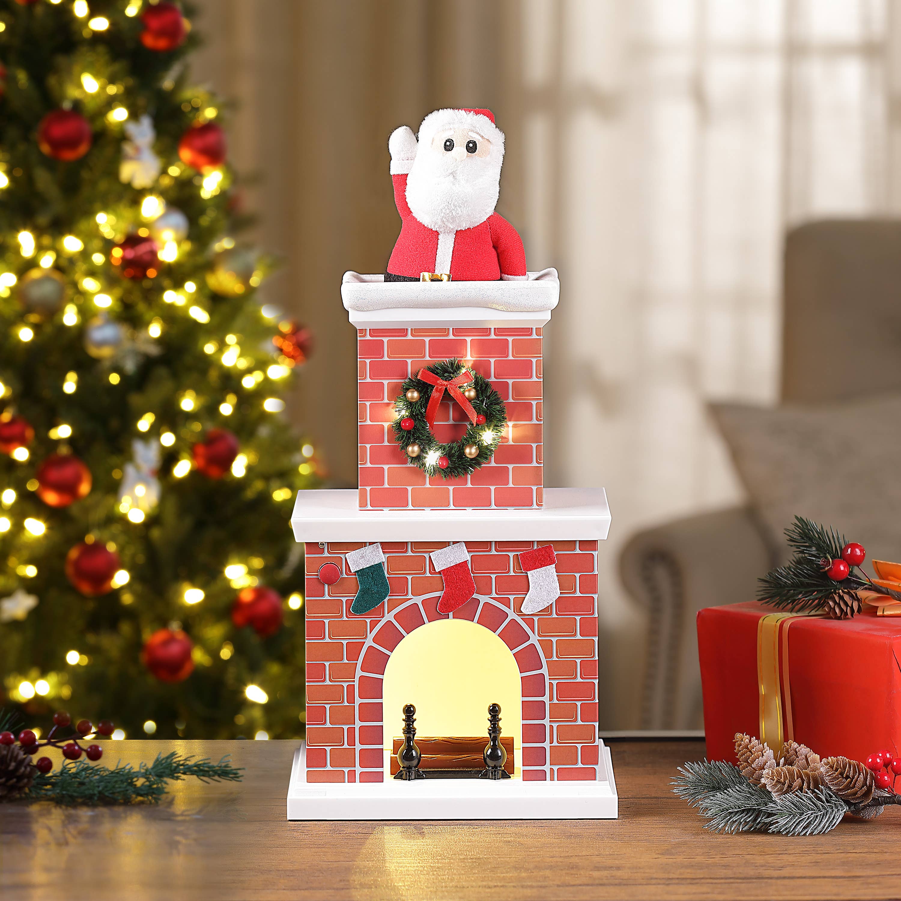Mr. Christmas - Wholesale Christmas Decoration - 16 In. Animated Santa In Chimney1