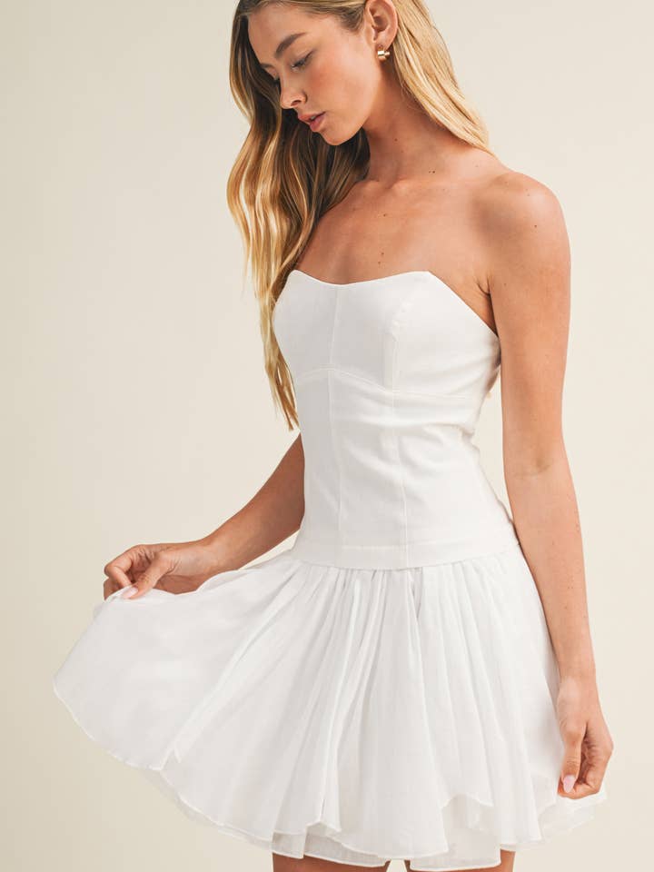 TWOFER ASYMMETRICAL HEM BANDEAU DRESS for wholesale by Mustard Seed