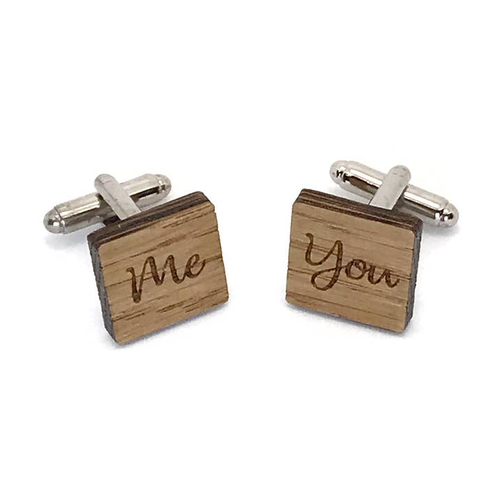 You Me quadratische Manschettenknöpfe aus Holz für den Großhandel von Sac de Noeud