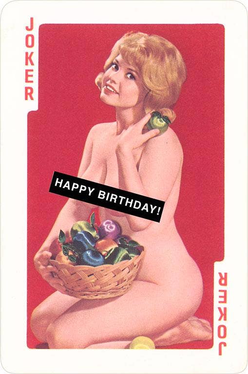 Found Image Press - Vente Assortiments de papeterie/cartes - Carte de vœux HB-594 Carte Joker avec femme nue0