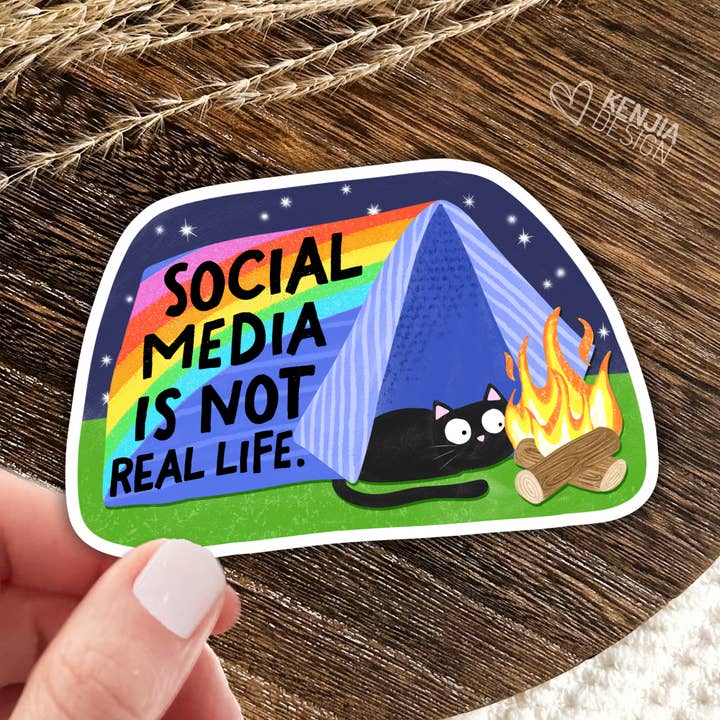 Social Media Is Not Real Life Stickers / Nature Sticker for wholesale by Kenjia Design