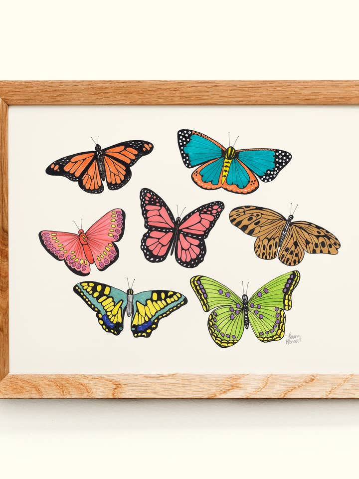 Feiner Kunstdruck mit Schmetterlingen für den Großhandel von Lau Monart