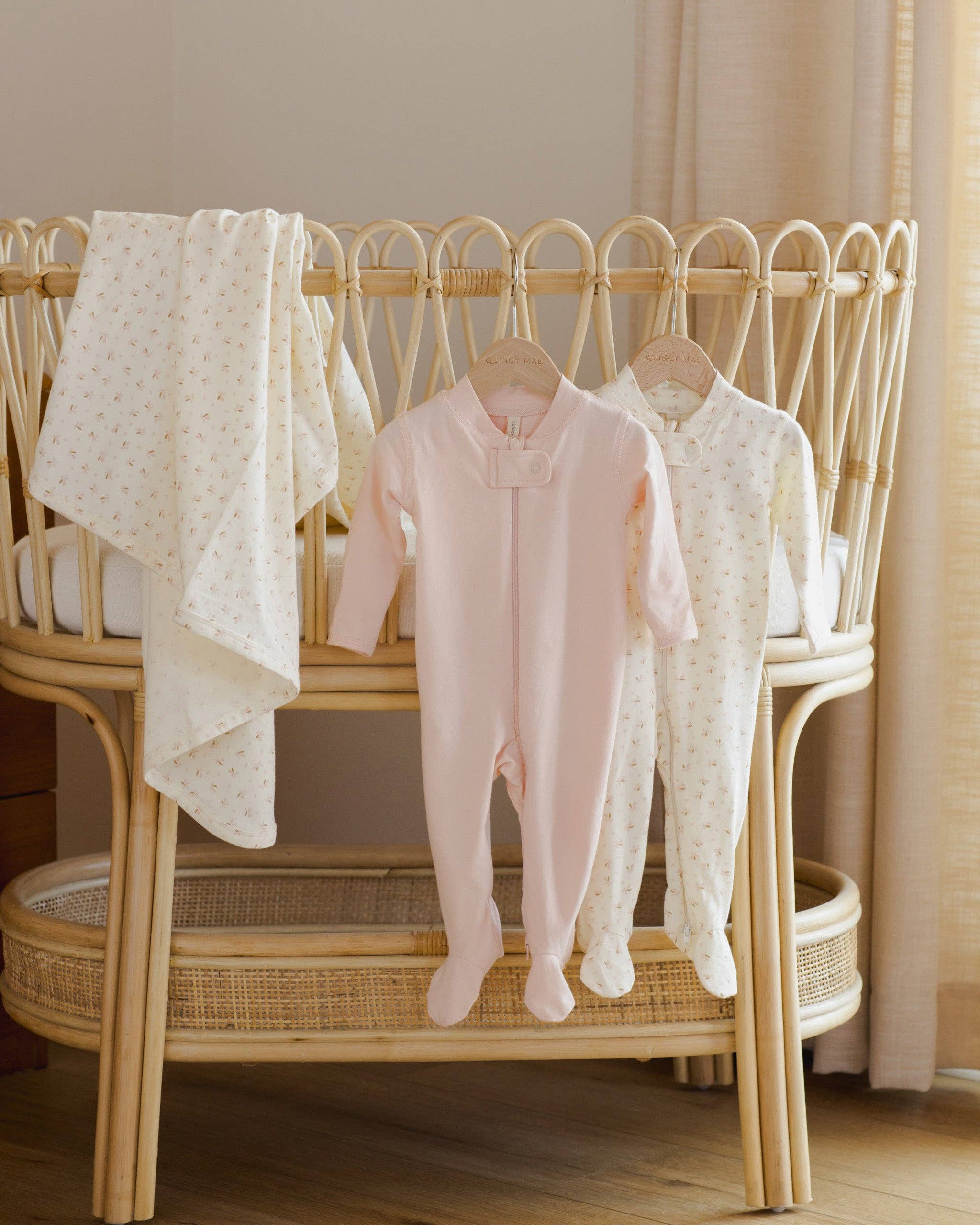 Quincy Mae - Wholesale Sleepsuit - Baby - Zip Longsleeve Sleeper Footie Petal4