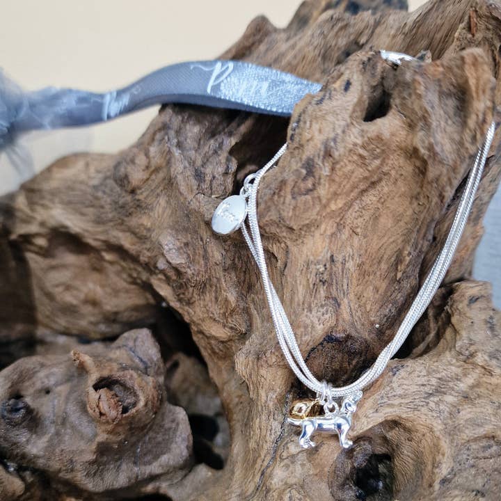 Chain Charm Bracelet with Gold Silver Plated Heart Dachshund by POM for wholesale by Bee my Oyster