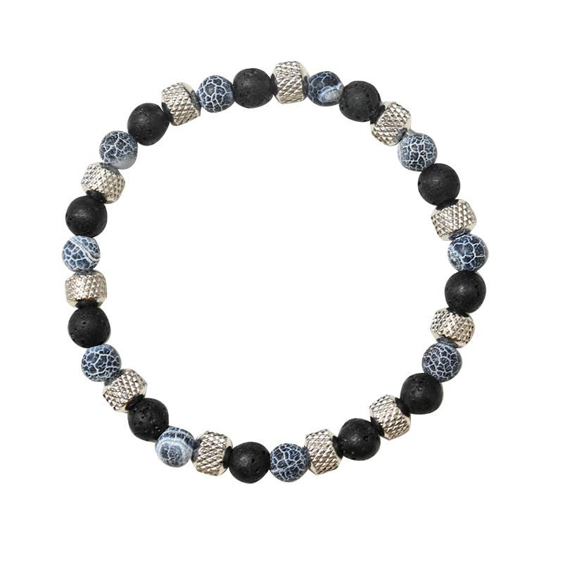 AMORINO SRL - Vente Bracelet de perles - BRACELET HOMME ÉLASTIQUE AVEC PERLES EN PIERRE - DS24304B5410