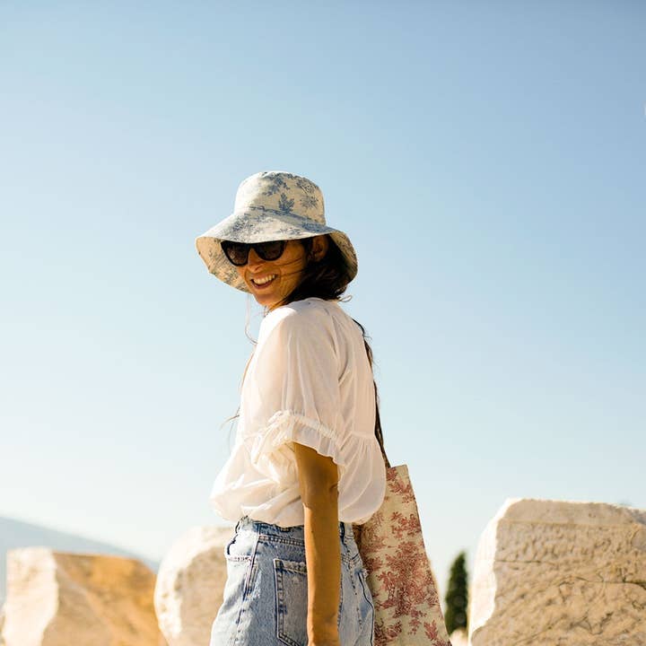 Homesite - Wholesale Bucket Hat - Women's - Toile De Jouy Fashion Bucket Hat, Cotton fabric, 2 Sizes