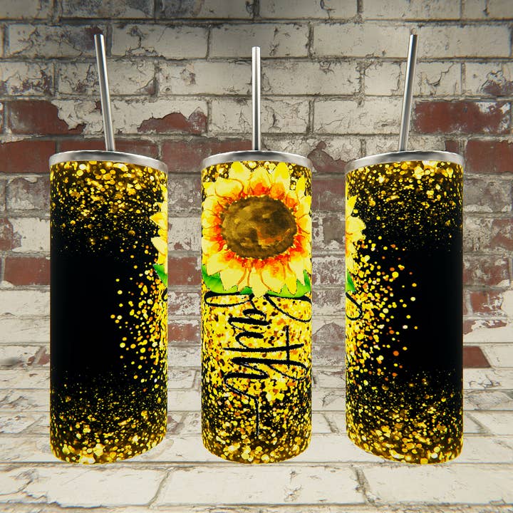 Faith Sunflower-noir pour la vente par Triple D's Tumblers n More