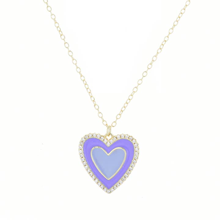 Very Peri Enamel Heart Necklace for wholesale by Kamaria Jewelry