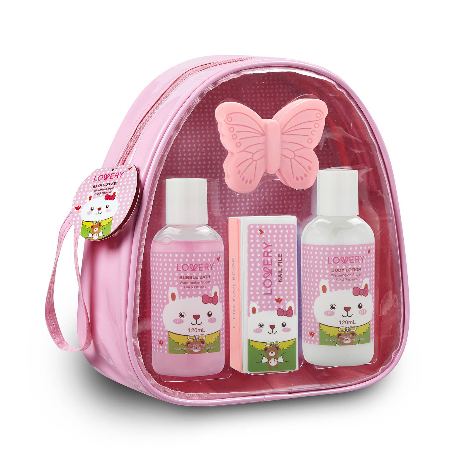 Lovery - Wholesale Baby Bath Set - Kids & Baby - Girls Gift Set, Kids Bubble Bath Spa Bag - 5 Piece Bath Set0