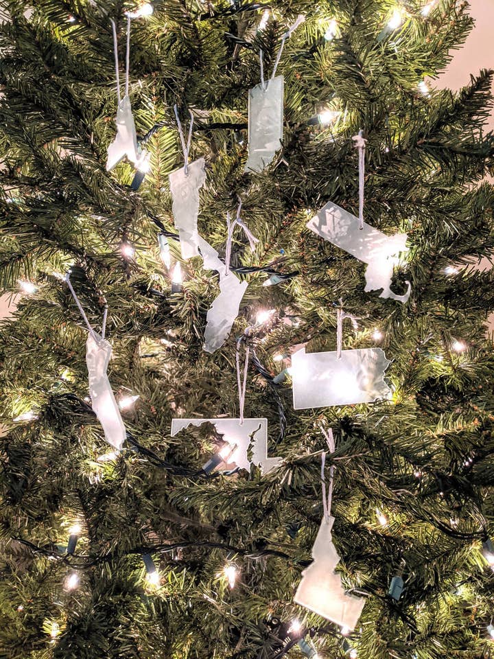 Sea Glass Inspired State Christmas Ornament - State Gifts -Sea glass Inspired Christmas Ornament - Christmas Gift - Stocking Stuffer for wholesale by The Redhead Design Shop