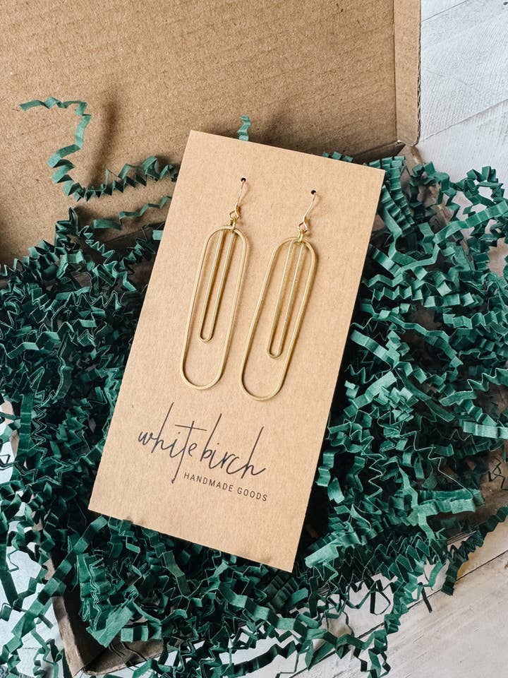 Brass Large Double Oval Earrings for wholesale by Whitebirch Handmade Goods