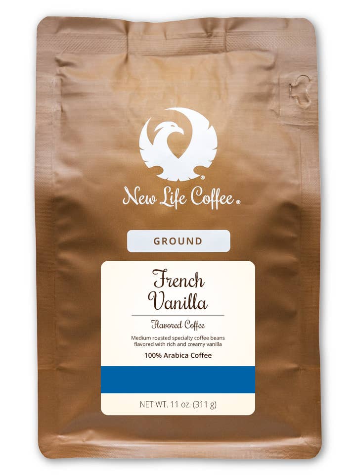 French Vanille Ground, sachet 11 oz pour la vente par New Life Coffee