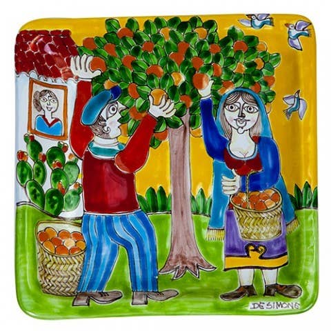 Kvadratisk Tallrik 24x24 DS Apelsinskörd för wholesale av Ceramiche De Simone