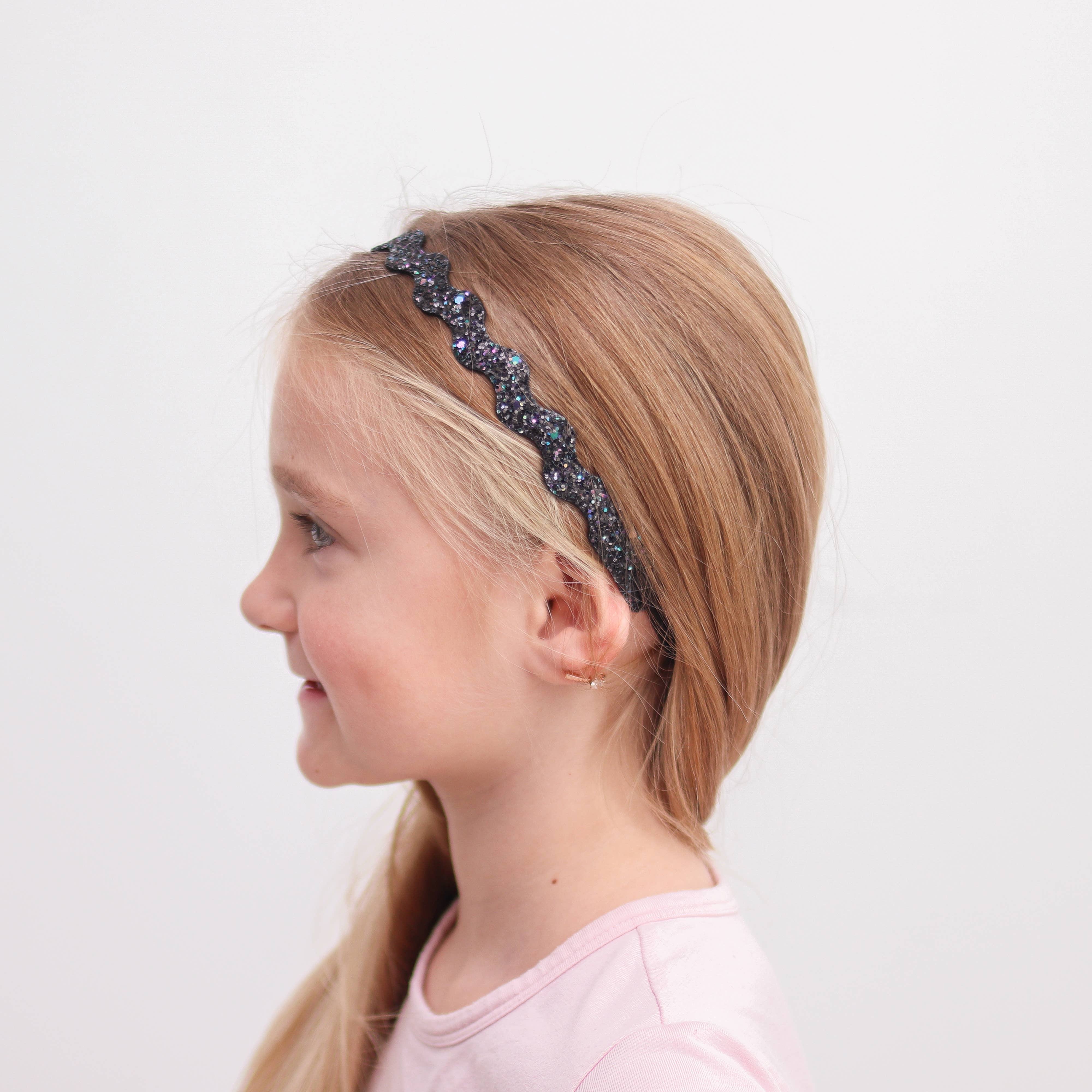 Frog Sac - Wholesale Fashion Headband - Kids - Adjustable No Slip Zig Zag Glitter Headbands - 6 Pack7