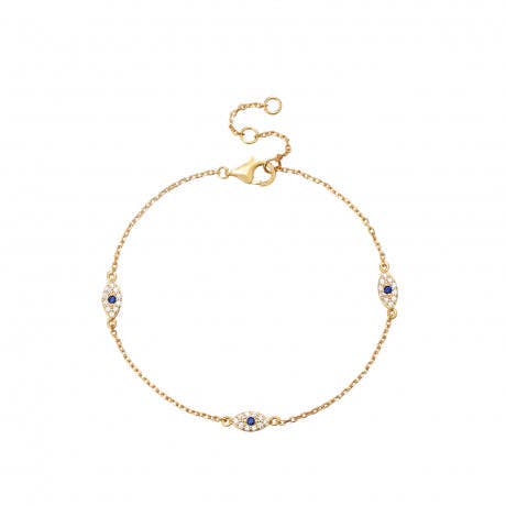 Armband med turkiskt öga i sterlingsilver och 18K guldbeläggning med zirkon för wholesale av Rimiet