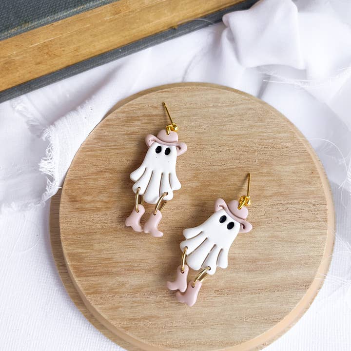 The Modern Iris - Wholesale Dangle Earrings - Cowboy Ghost Polymer Clay EarringsÂ