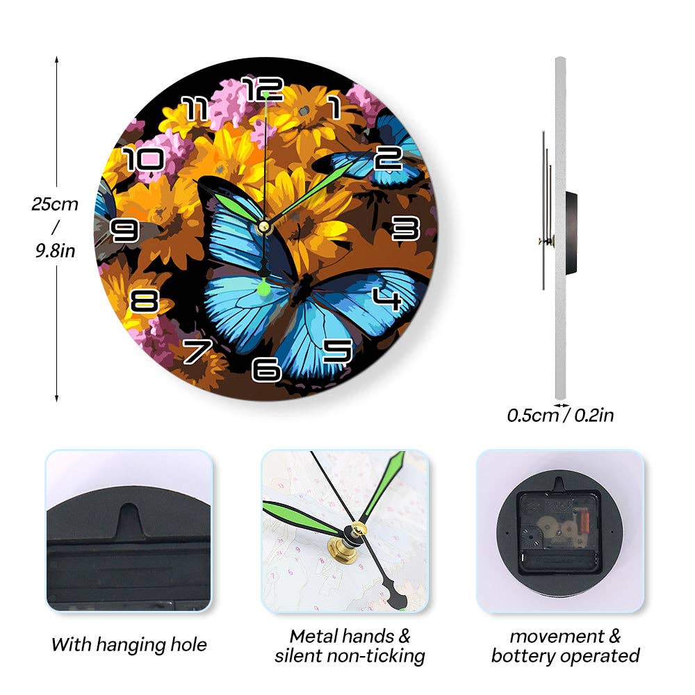 Paint Your Numbers - Wholesale DIY Craft Kit - Paint the Moment – Butterfly Bloom Clock Kit20