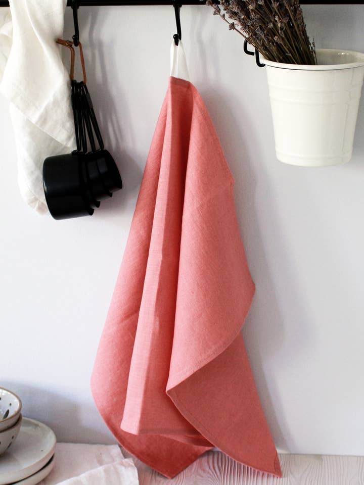 Linen Tea Towels Set of 2 / Dusty Rose for wholesale by My Kitchen Linens