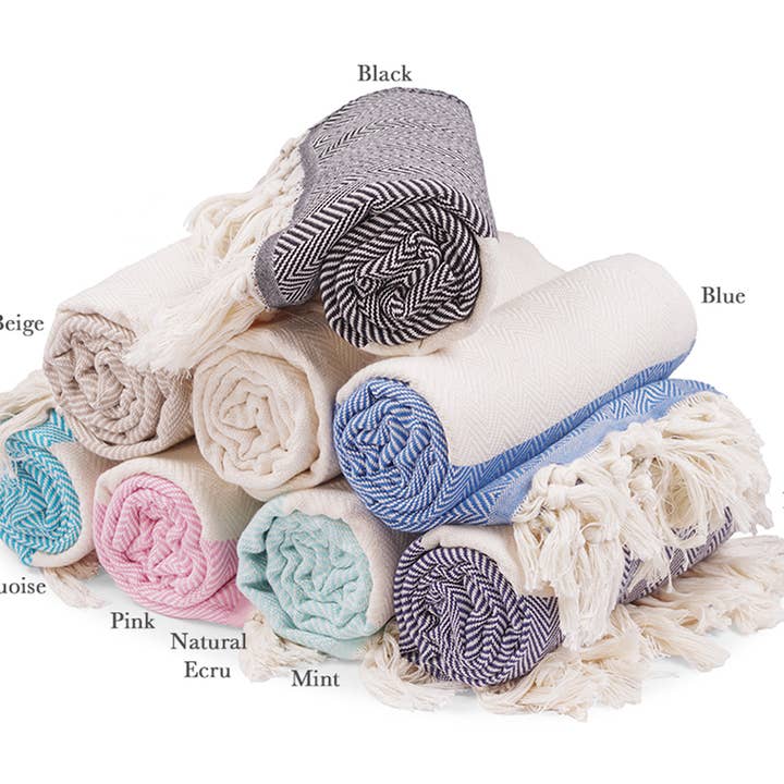 Kikoya – wholesale Strandhandduk – Fiskbensmönstrad turkisk handduk för monogrambröllop sandfri