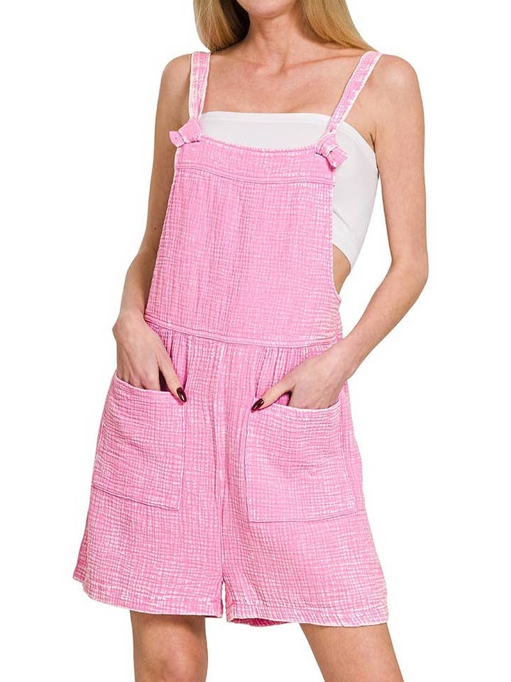 Combinaison à taille élastique en gaze double tissée et délavée à l'acide pour la vente par Vanilla Monkey