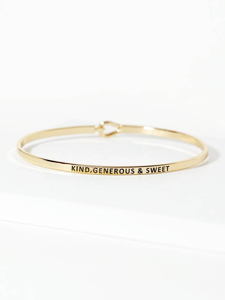 Engraved Inspirational Kindness Bangle Bracelet for wholesale by Wild Honey