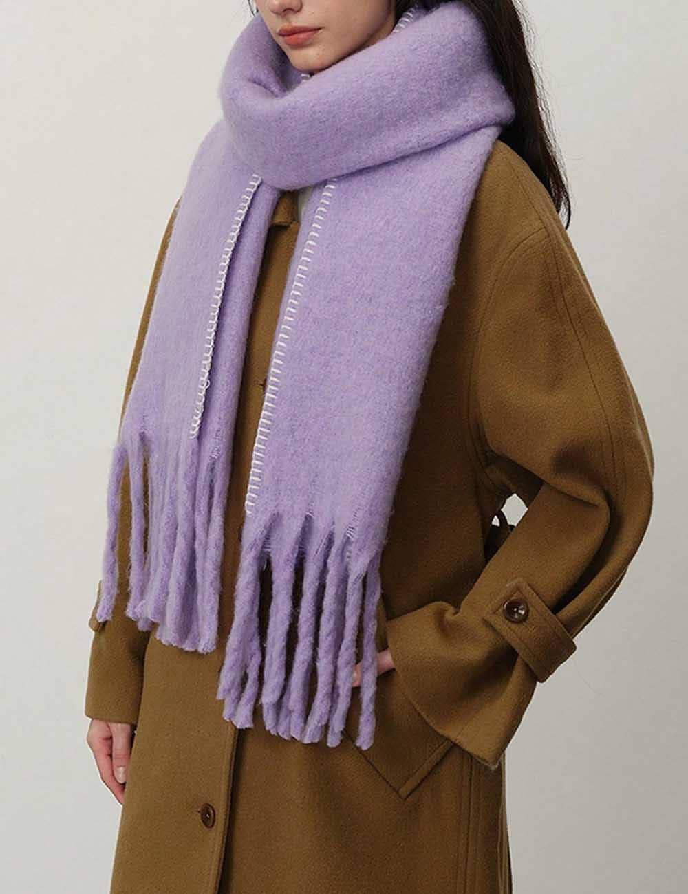 Dipped Shop - Venta al por mayor Bufanda - Mujer - Bufanda de invierno gruesa de cachemira con flecos y forro cálido DP25F6076