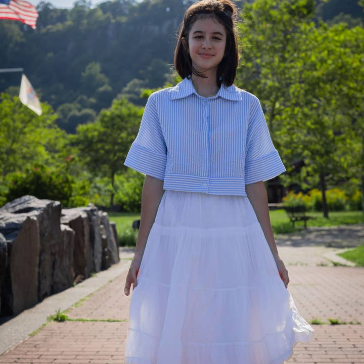 Batwing Seersucker-topp 130 för wholesale av Frills and Freckles