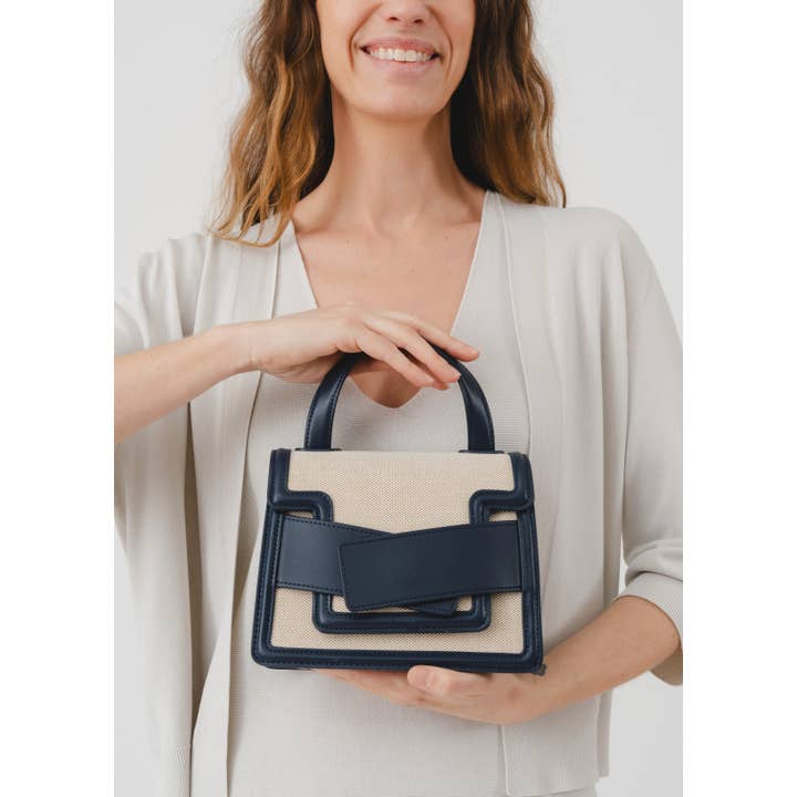 JULIA PARIS – Großhandel Messenger Bag – Damen – Canvas-Tasche mit Handgriff und Schulterriemen aus Leder6