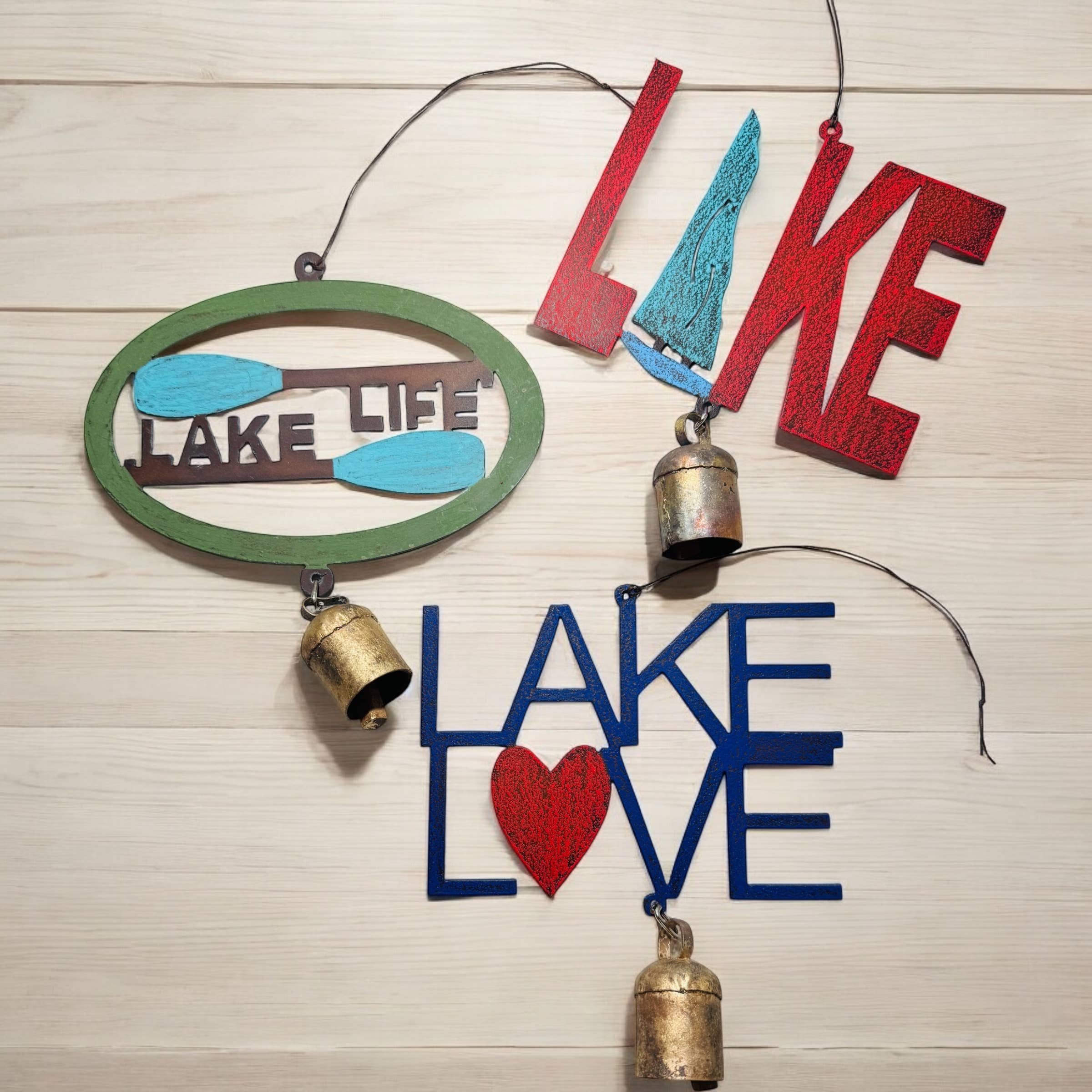 Whimsies – Espanta-espíritos por atacado – Sino de vento do lago Vida no lago diversão de verão em barco sino de metal EUA7