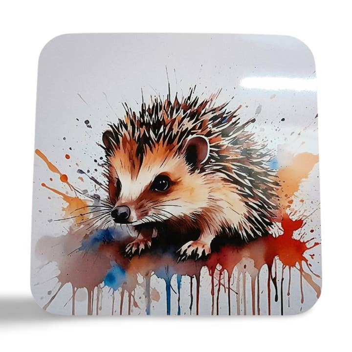 Hedgehog Drink Coaster, Water Colour Style for wholesale by Rockways Designs