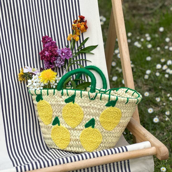 Twins Basket - Venta al por mayor Bolsa de playa - BOLSA DE PAJA Market basket hecha a mano con piel, French Market