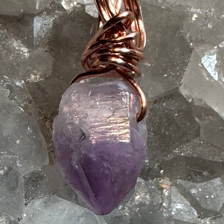 Amethyst Med Copper wrapped Pendant ( Mini) for wholesale by Best South Gems