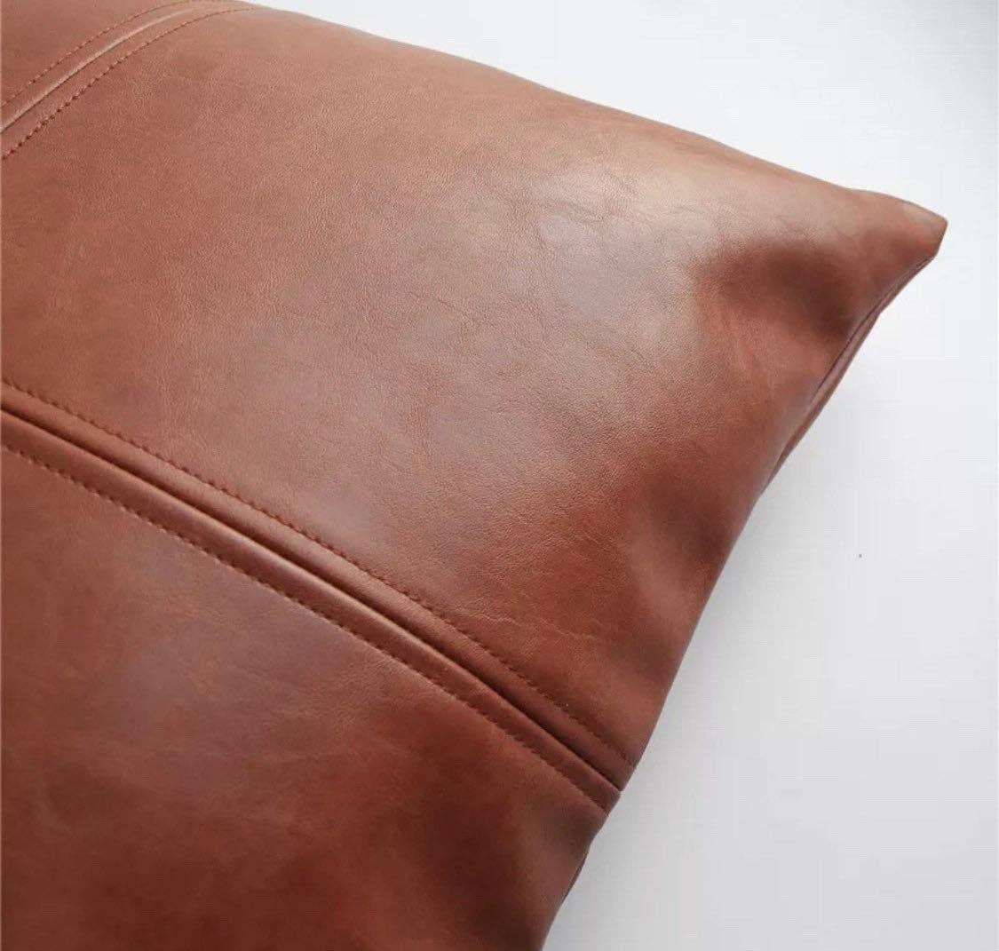 Delmar Decor - Wholesale Throw Pillow Cover - Faux Leather Throw Pillow Cover- Quad stitch4