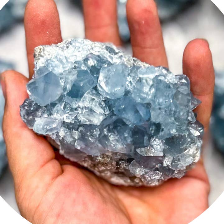 Ethically Sourced CELESTITE Crystal Clusters, Bulk Crystals for wholesale by Mandala Gems