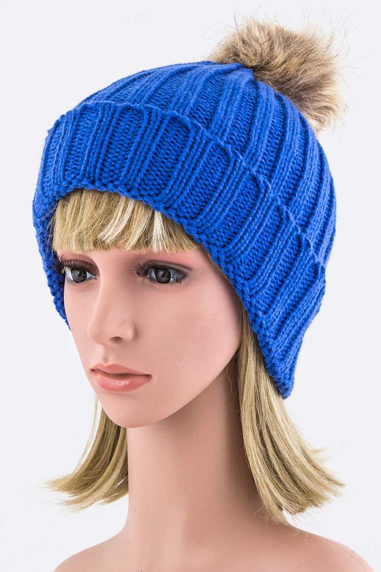 Artini Accessories - Wholesale Beanie - Women's - Detachable Fur Pom Fashion Beanie13