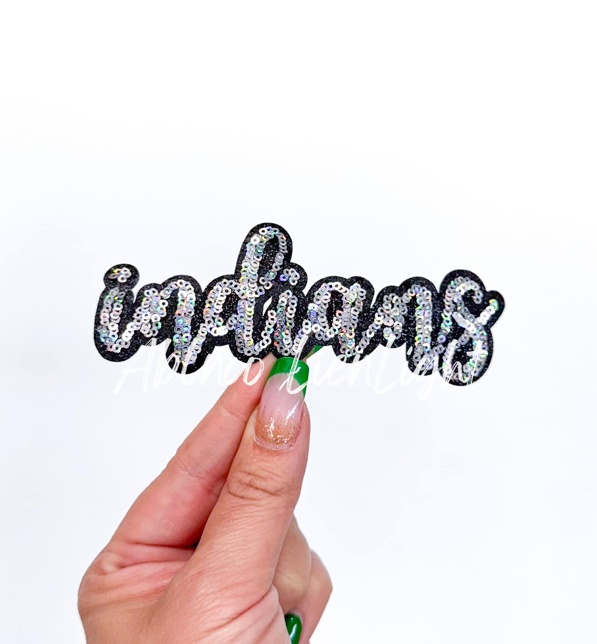ABLNco - Wholesale Patch - Indians Cursive Sequins Iron On Patch-Silverl