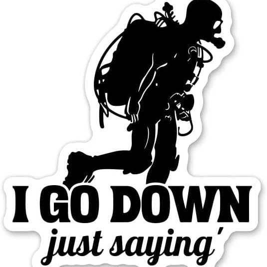 Autocollant « I Go Down Just Saying Scuba Naughty » pour adulte pour la vente par Lyrical River Designs