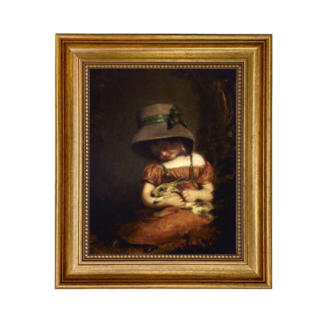 Madison Bay Co. - Historical Home Decor Reproductions - Vente Tableau/dessin - Fille avec lapin Impression de peinture vintage sur toile1
