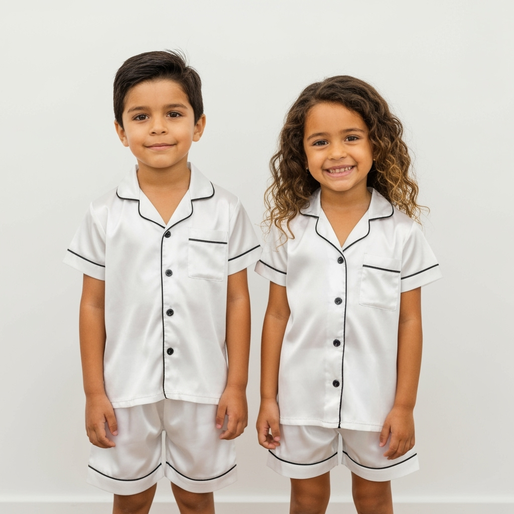 The Blissful – wholesale Sleepwear set – Kids – Kids Personalized Satin Short Pajama Set - Soft & Stylish0