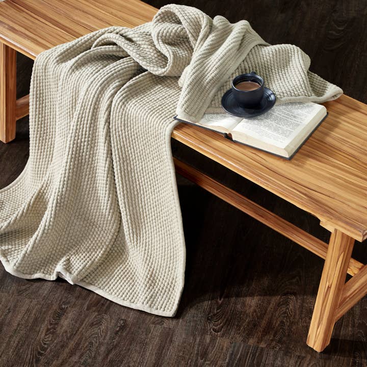 Dakota Popcorn Throw Blanket I 50"x 70" I Natural for wholesale on Faire1